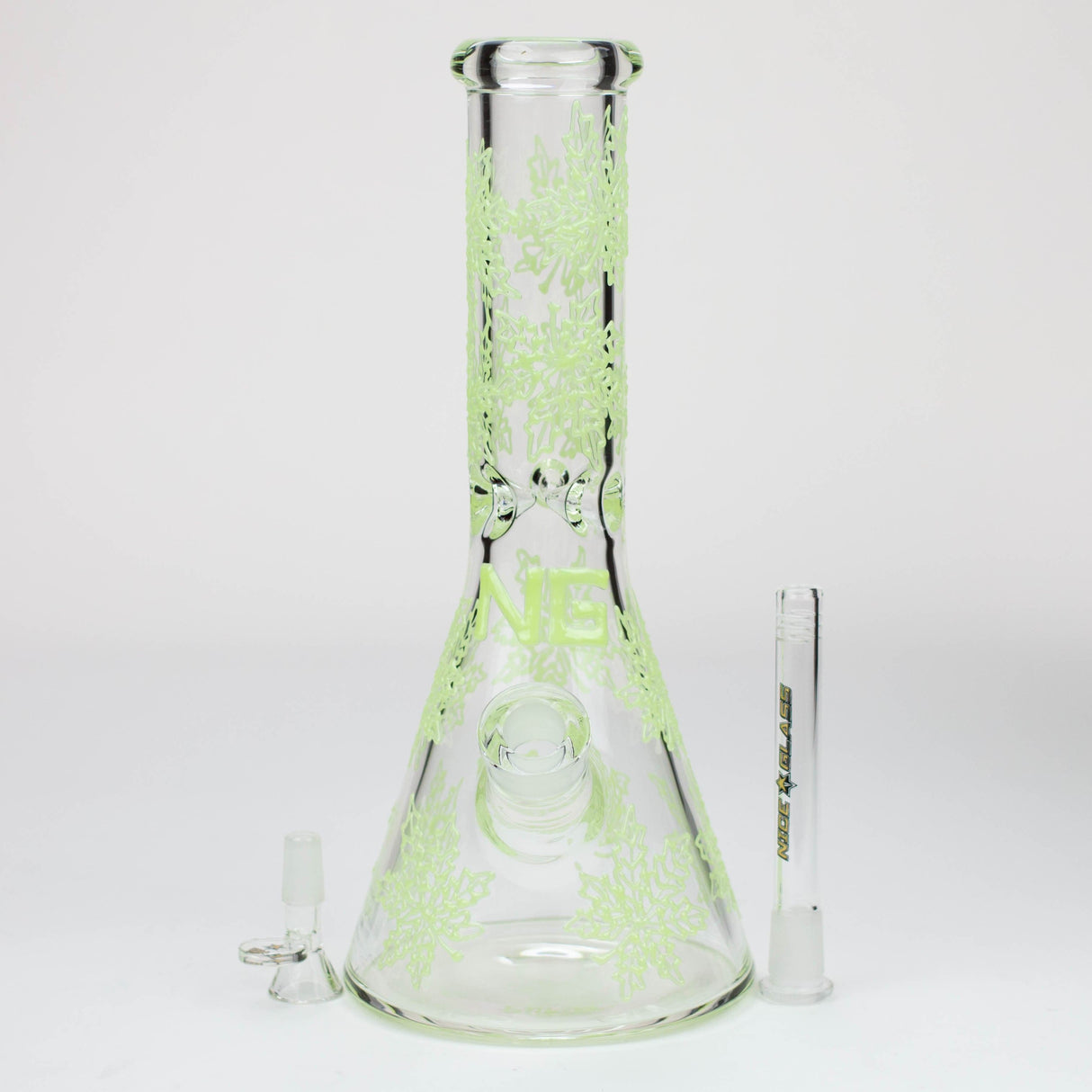 High-End Brands Glass Glass Bong NG-13 inch 7mm Glow-In-The-Dark Leaves [ST011] NG-13 inch 7mm Glow-In-The-Dark Leaves [ST011]