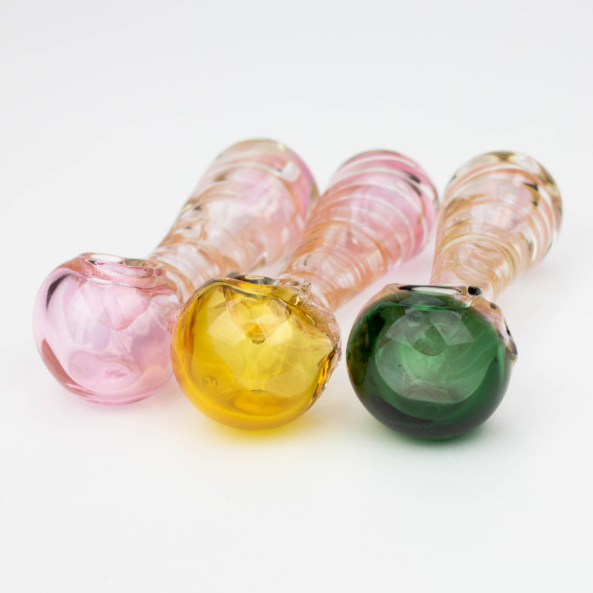 5" Gold fumed twisted glass hand pipe