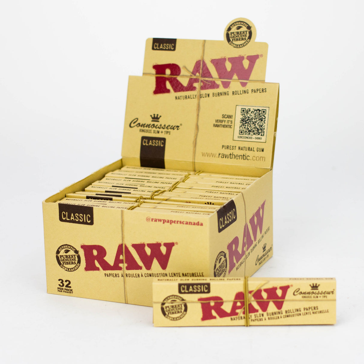 RAW Classic Connoisseur King Rolling Paper w/Tips [CP1133] - 24 packs