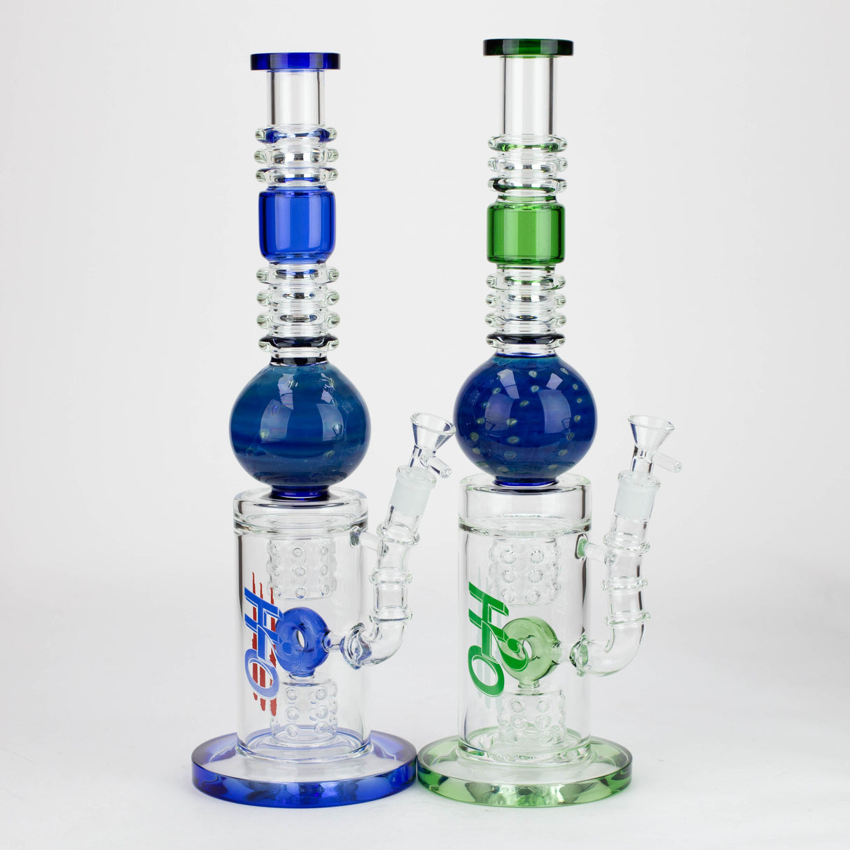 H2O | 15" Gold fumed sphere Glass water bong [H2O-5017]