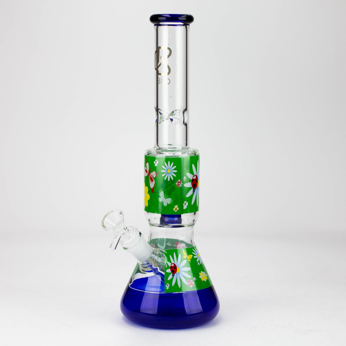 BLO 13" Flower Decal Percolator Glass Bong