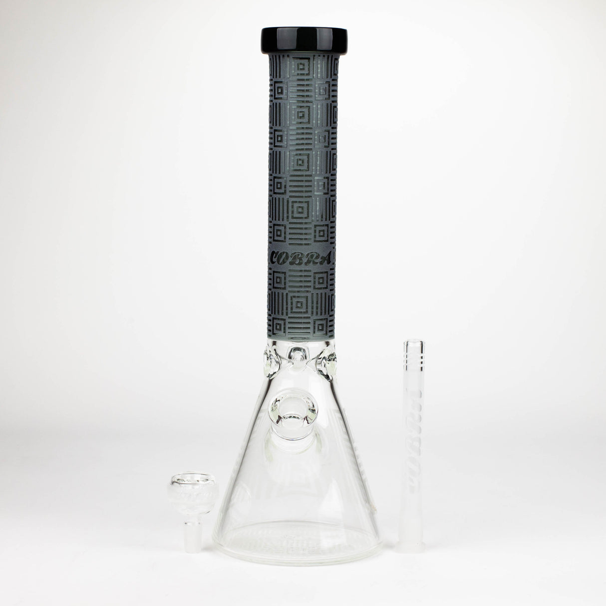 COBRA | 14" sandblasted geometric graphic 7 mm glass bong [YK06]