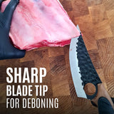 Boning Knife 110% Hand Forged Butcher Knife Camping Knife, Cleaver for Easy Cutting, Chopping, Deboning, fileting, BBQ – Outdoor and Kitchen Meat Cutting Knife