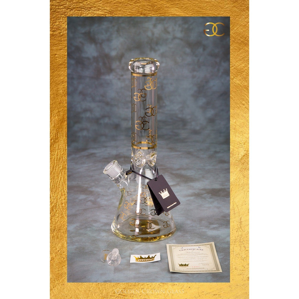 Golden Crown™ 14" 24K Gold Emblem 9mm Glass Bong