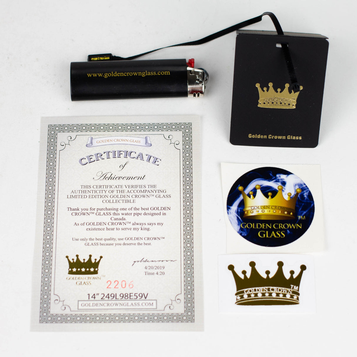 Golden Crown™ 14" Signature 9mm Glass Bong with 24K Emblem