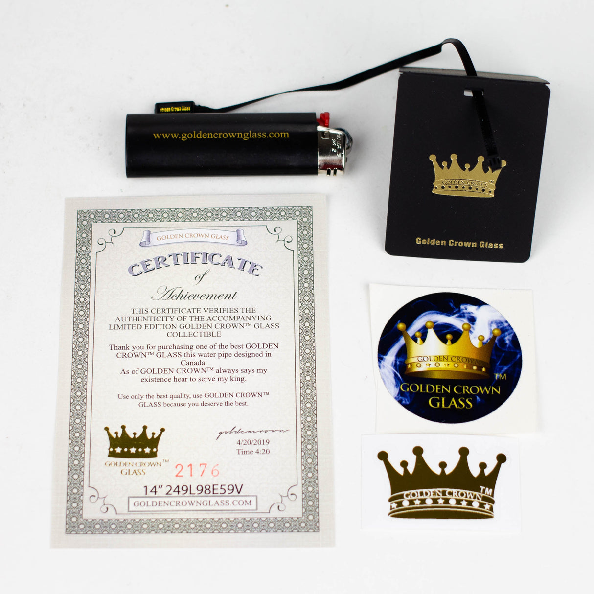 Golden Crown™ 14" 24K Gold Emblem 9mm Glass Bong
