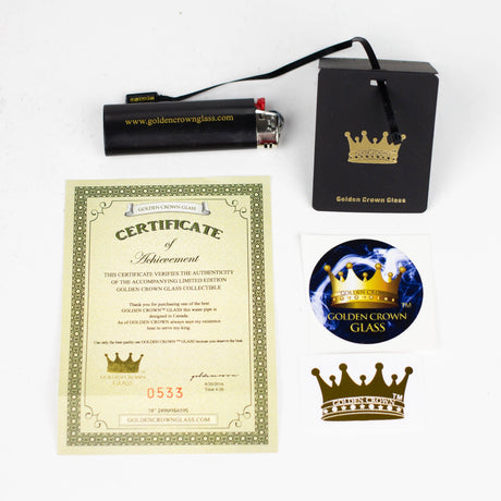 Smoke & Vape Distributor Glass Bong Golden Crown 18" 9 mm 24K Gold Emblem Water Pipe Golden Crown Thick Glass Bong 18" | Canada