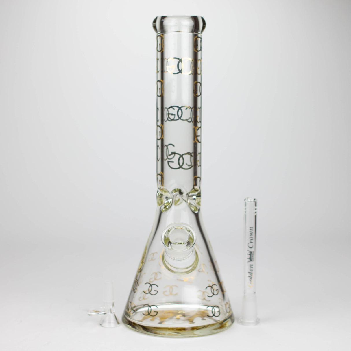 Golden Crown™ 14" 24K Gold Emblem 9mm Glass Bong