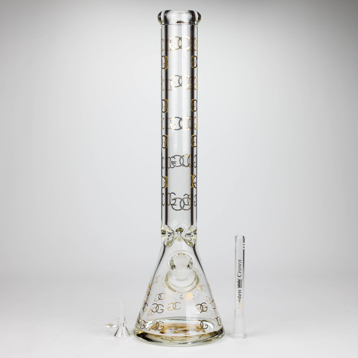 Smoke & Vape Distributor Glass Bong Golden Crown 18" 9 mm 24K Gold Emblem Water Pipe Golden Crown Thick Glass Bong 18" | Canada