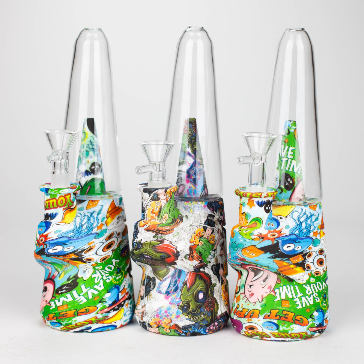 8.5" Patterned Cone Shape Silicone Water Bong