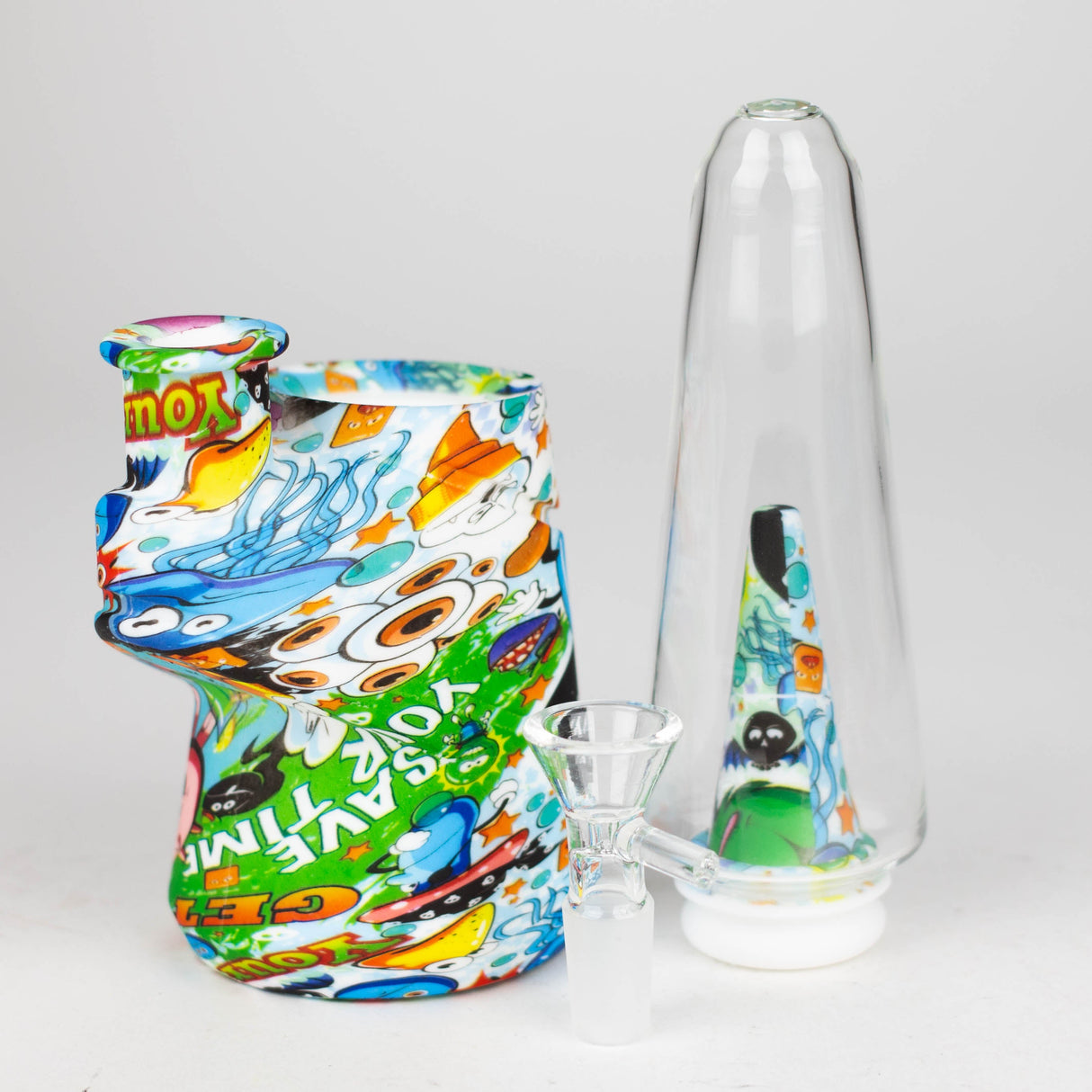 8.5" Patterned Cone Shape Silicone Water Bong