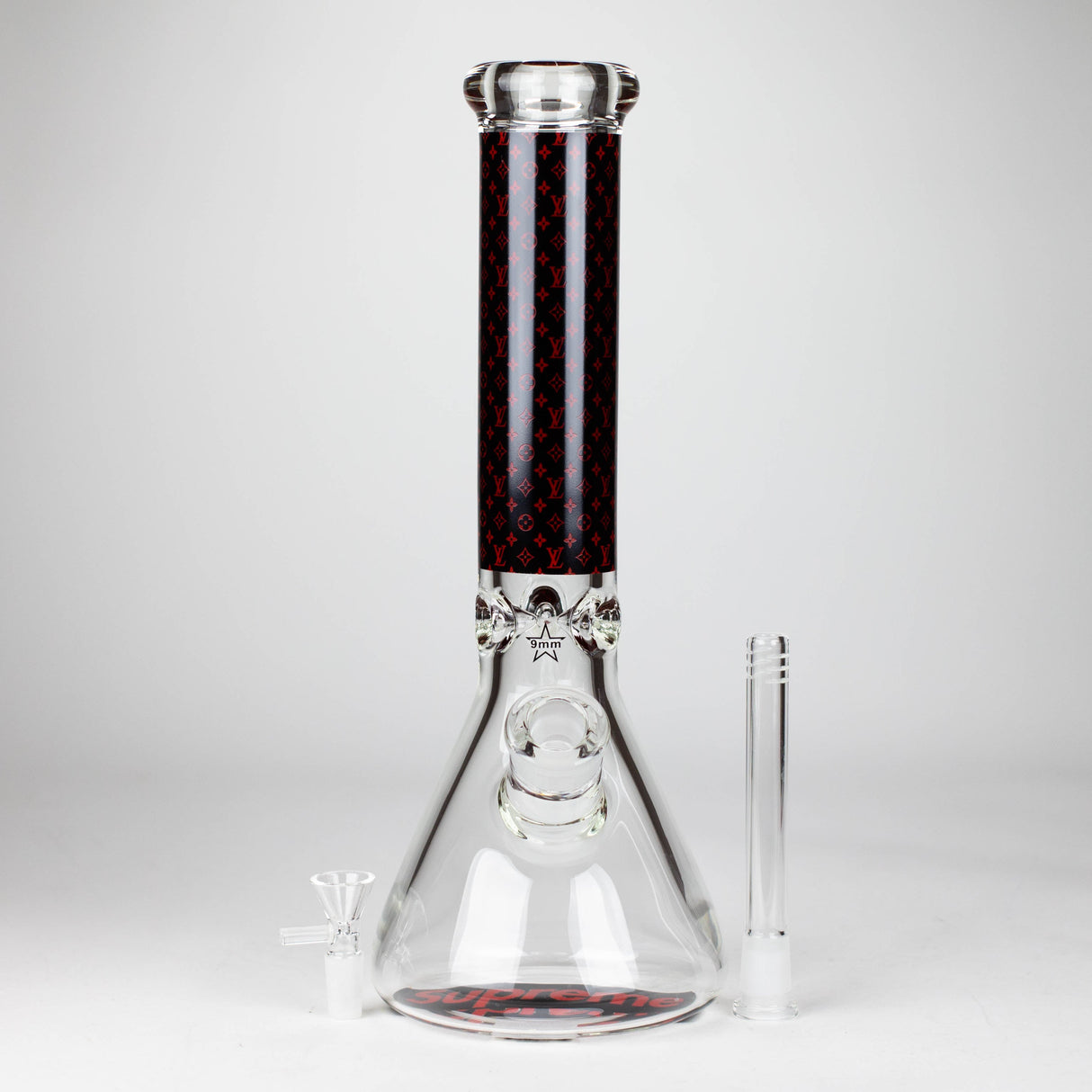14" Luxury Pattern 9 mm Glass Bong with Ice Catcher