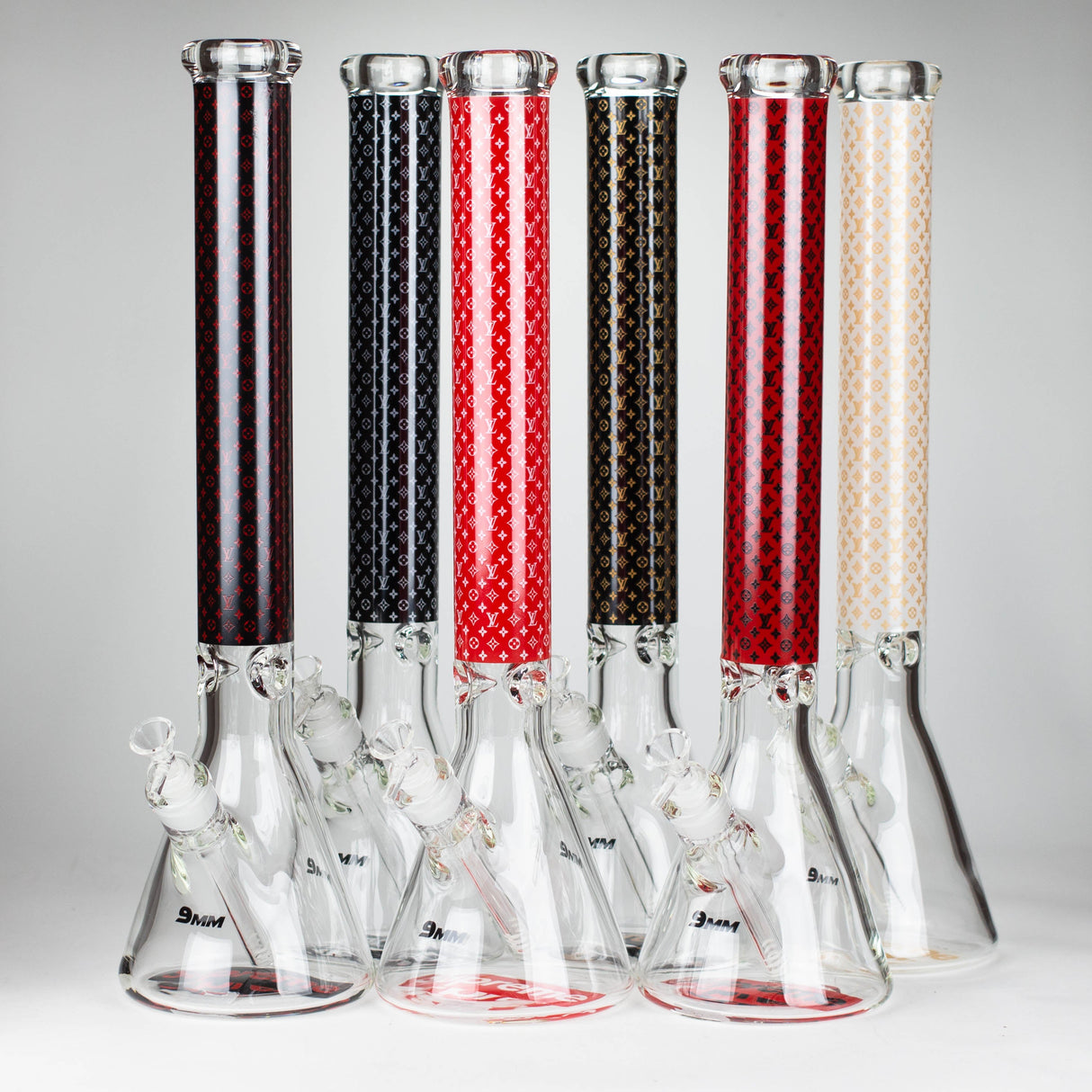 20" Luxury Pattern LV-style 9mm Glass Beaker Bong