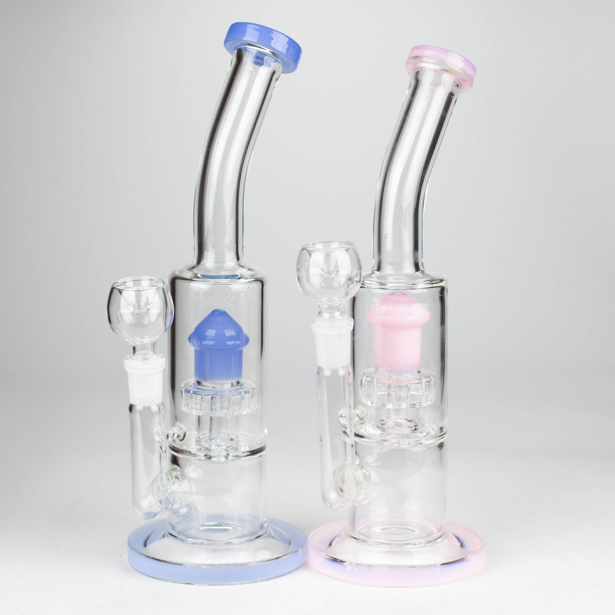 12" Bent Neck Glass Bong with Drum Percolator