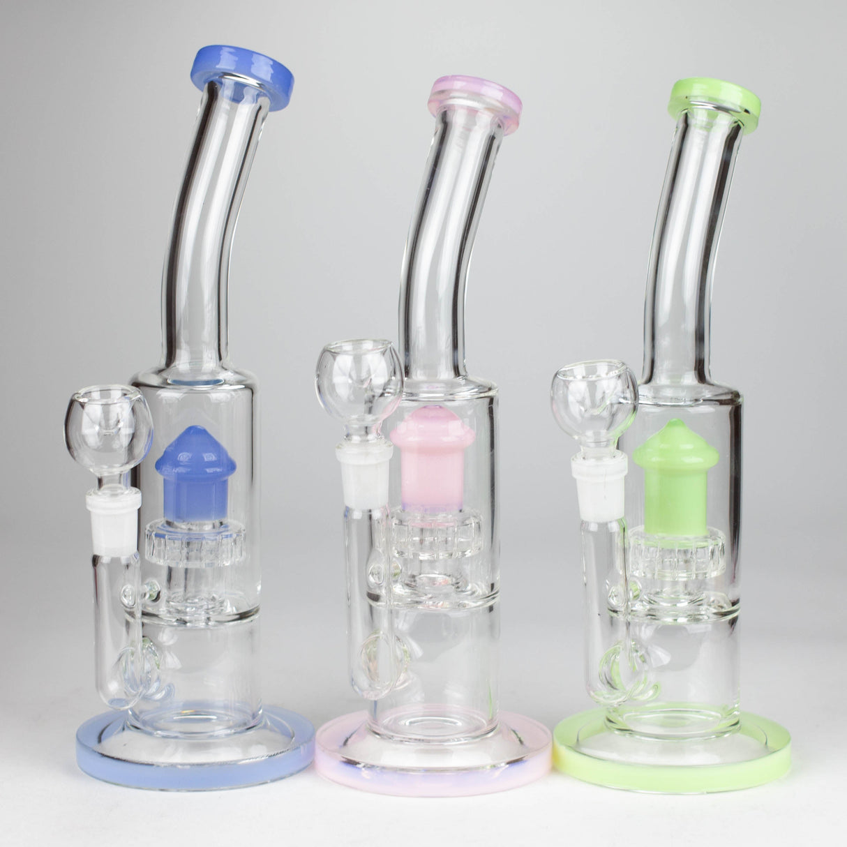 12" Bent Neck Glass Bong with Drum Percolator