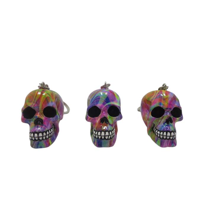 Resin Skull Keychain with Water Transfer Print