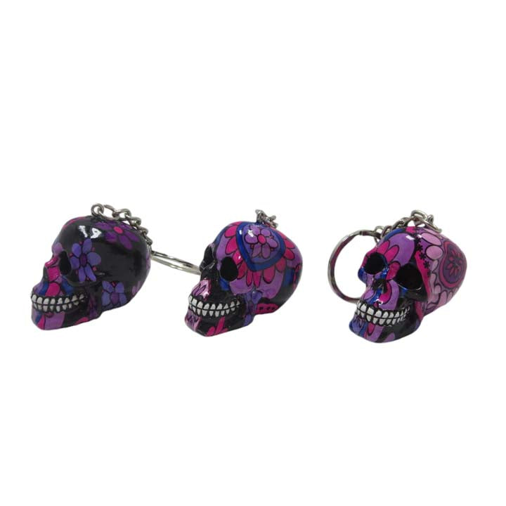 Resin Skull Keychain with Water Transfer Print