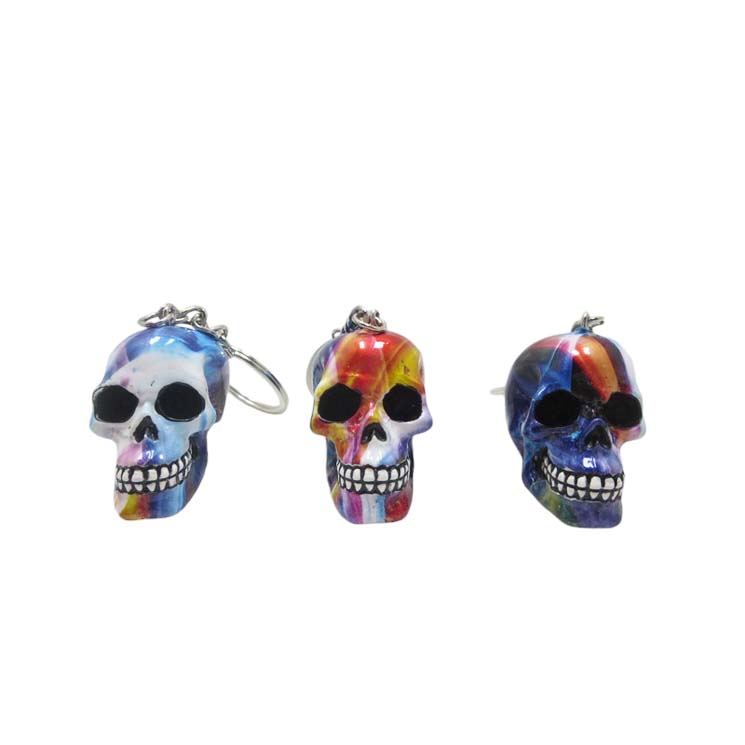 Resin Skull Keychain with Water Transfer Print