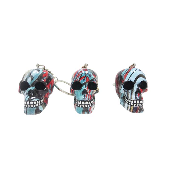 Resin Skull Keychain with Water Transfer Print