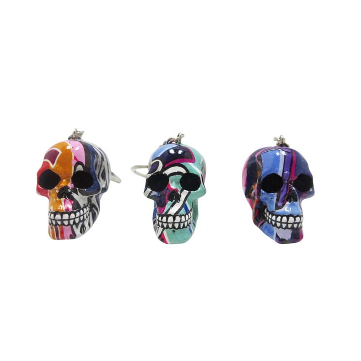 Resin Skull Keychain with Water Transfer Print