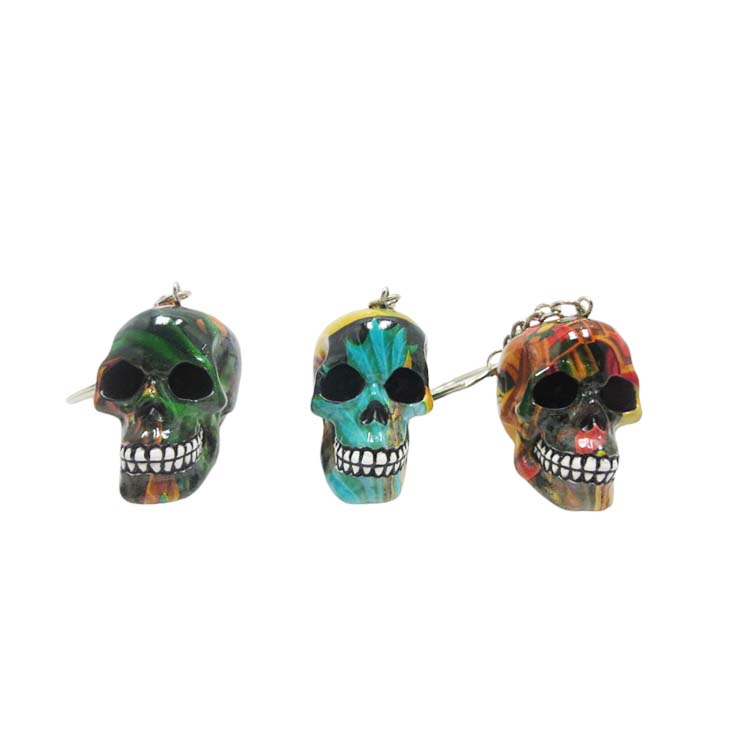 Resin Skull Keychain with Water Transfer Print