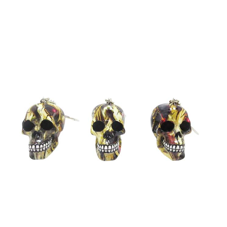 Resin Skull Keychain with Water Transfer Print