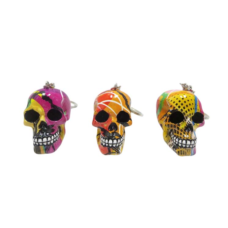 Resin Skull Keychain with Water Transfer Print