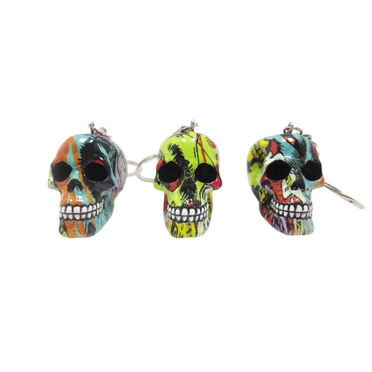 Resin Skull Keychain with Water Transfer Print