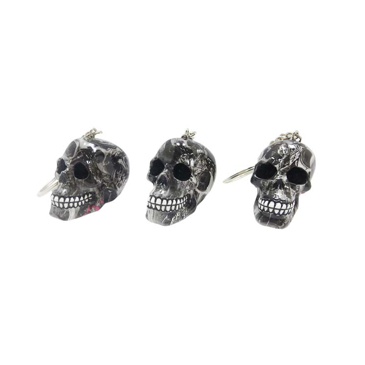 Resin Skull Keychain with Water Transfer Print