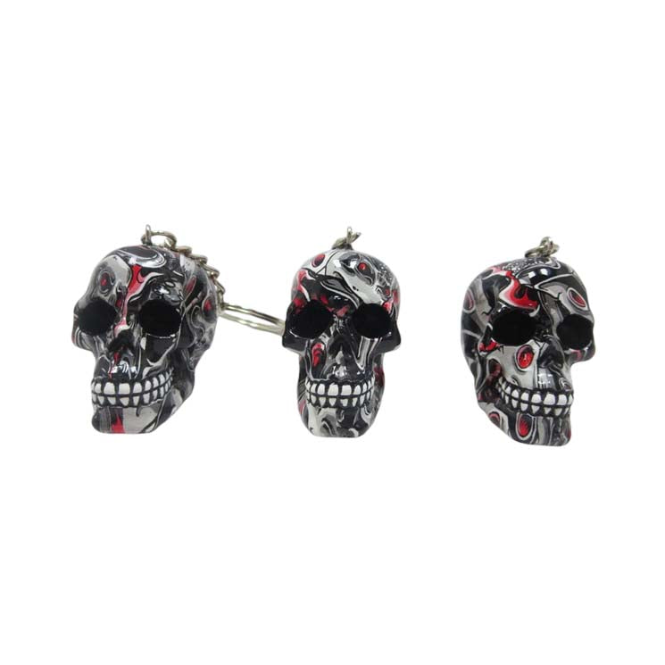 Resin Skull Keychain with Water Transfer Print