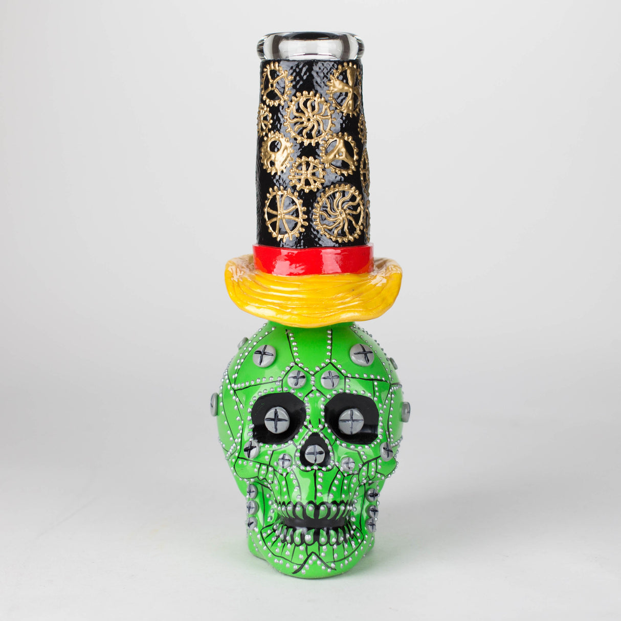 9" Wizard Sugar Skull Glass Bong with Diffused Downstem