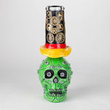 9" Wizard Sugar Skull Glass Bong with Diffused Downstem