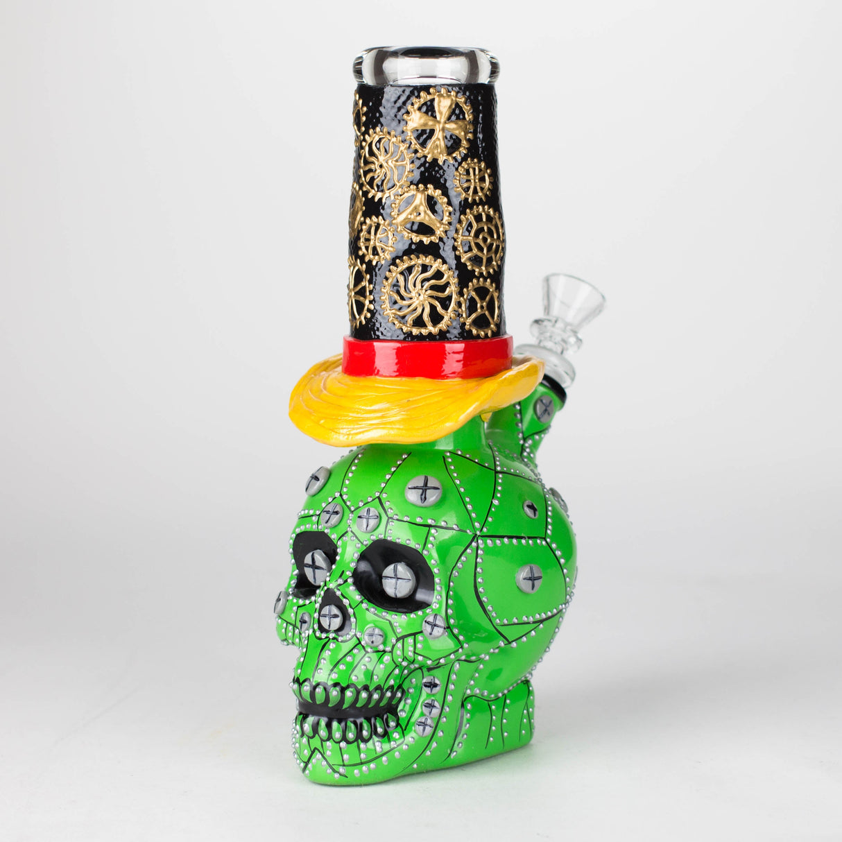 9" Wizard Sugar Skull Glass Bong with Diffused Downstem