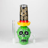 9" Wizard Sugar Skull Glass Bong with Diffused Downstem