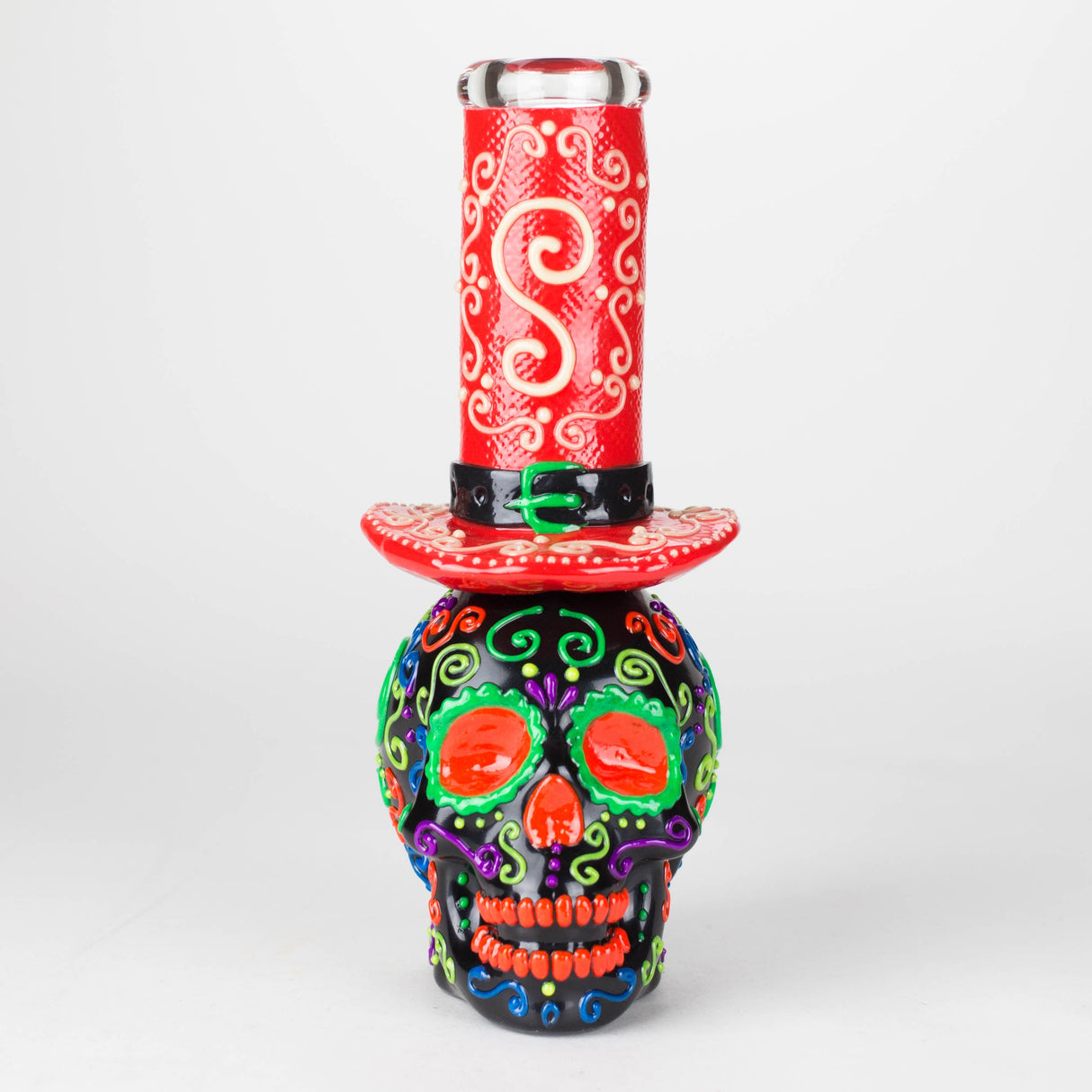9" Wizard Sugar Skull Glow-in-the-Dark Glass Bong