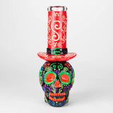 9" Wizard Sugar Skull Glow-in-the-Dark Glass Bong
