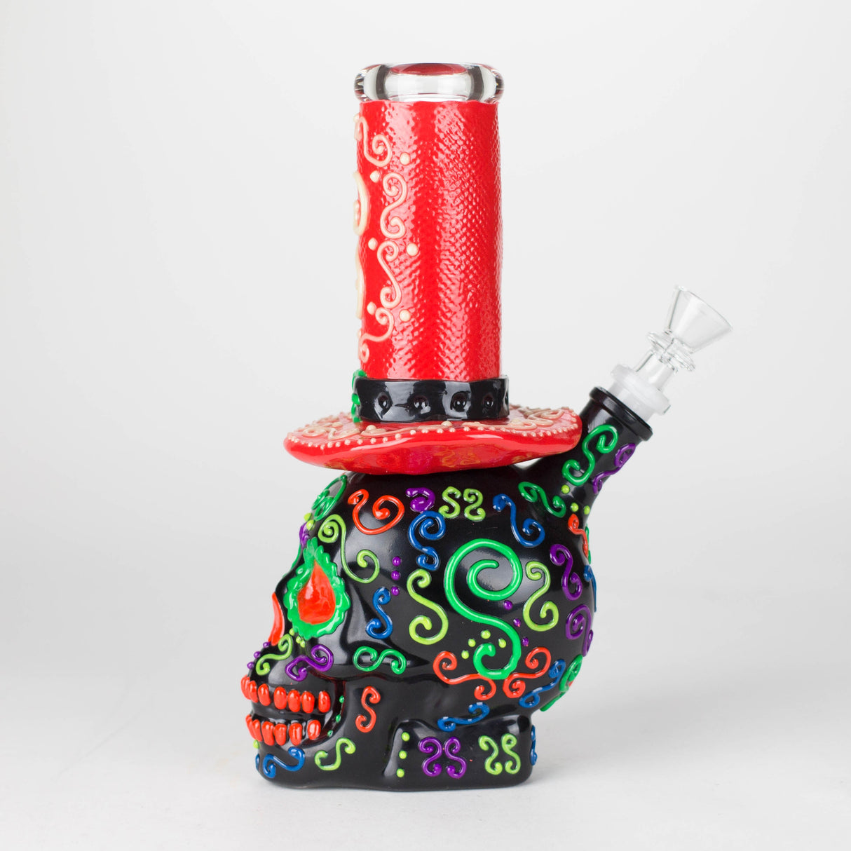 9" Wizard Sugar Skull Glow-in-the-Dark Glass Bong