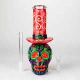 9" Wizard Sugar Skull Glow-in-the-Dark Glass Bong