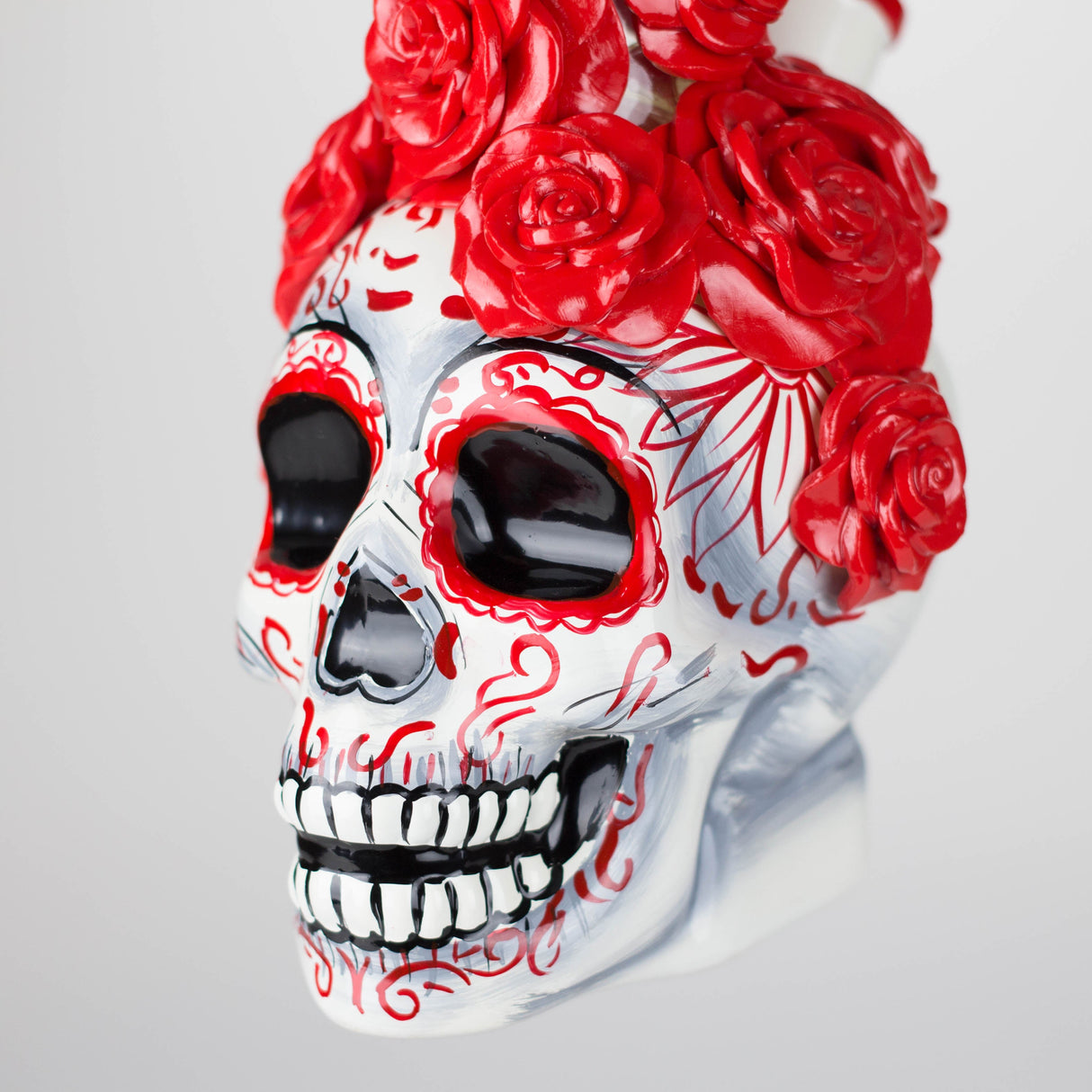 9" Rose Sugar Skull Diffused Glass Bong
