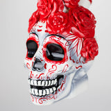 9" Rose Sugar Skull Diffused Glass Bong