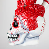 9" Rose Sugar Skull Diffused Glass Bong