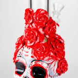 9" Rose Sugar Skull Diffused Glass Bong