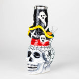 9" Pirate Sugar Skull Glass Bong with 4" Diffused Downstem