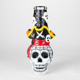 9" Pirate Sugar Skull Glass Bong with 4" Diffused Downstem