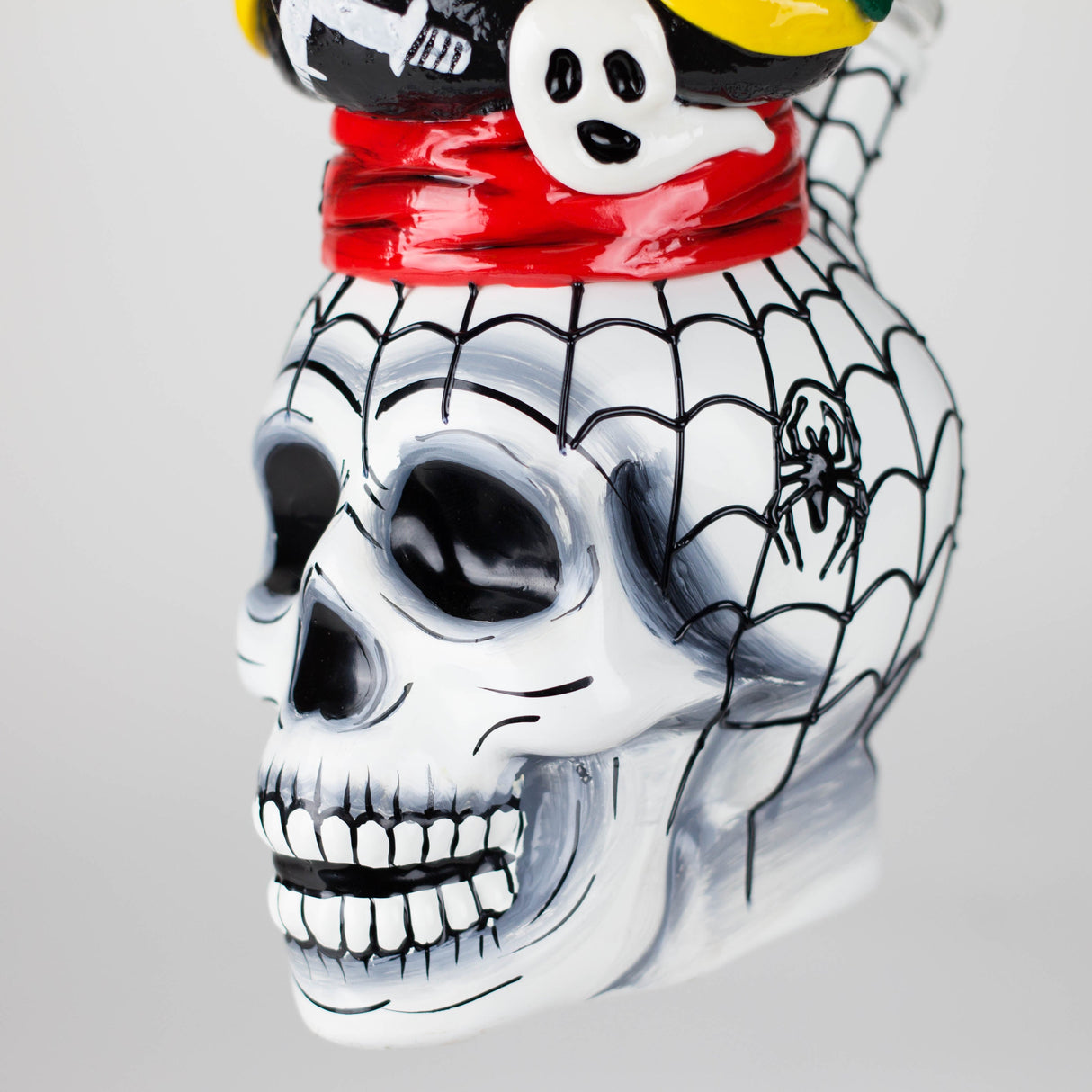 9" Pirate Sugar Skull Glass Bong with 4" Diffused Downstem