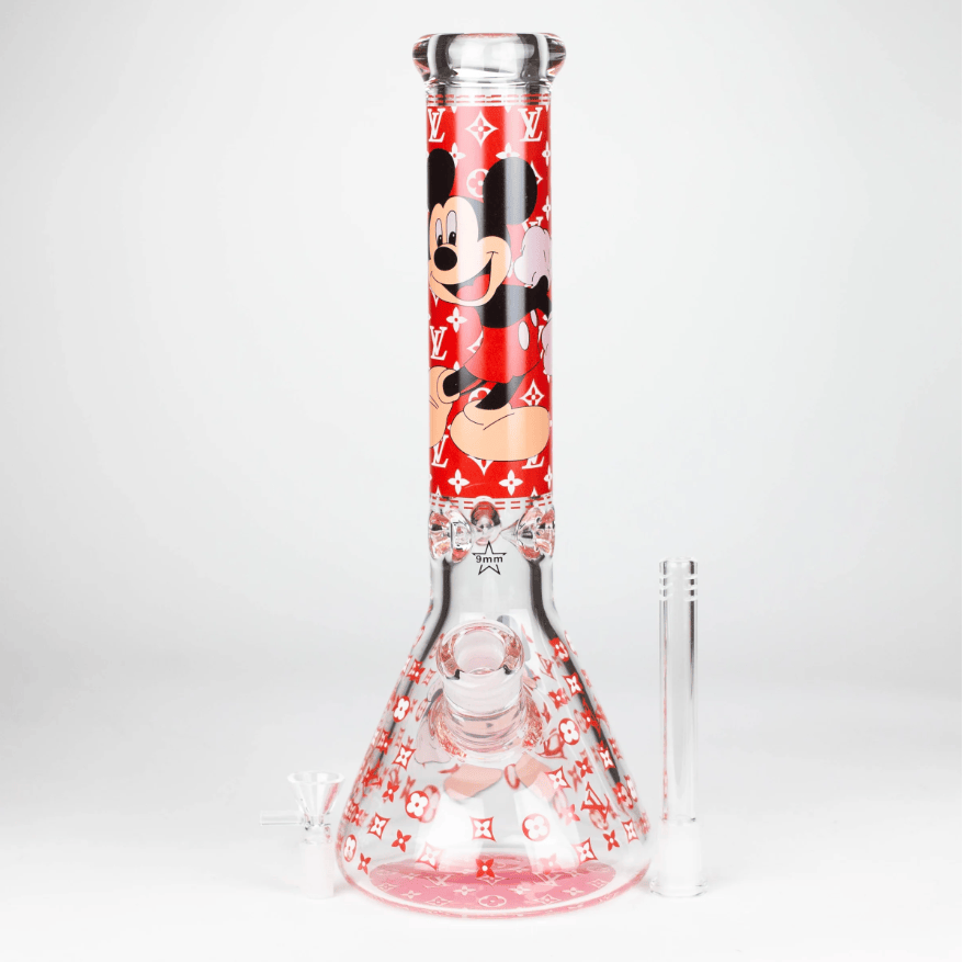 NIBO Distribution Glass Bong 14" Cartoon Glow 9 mm glass bong [PIP835] 14" Cartoon Glow 9 mm glass bong [PIP835]