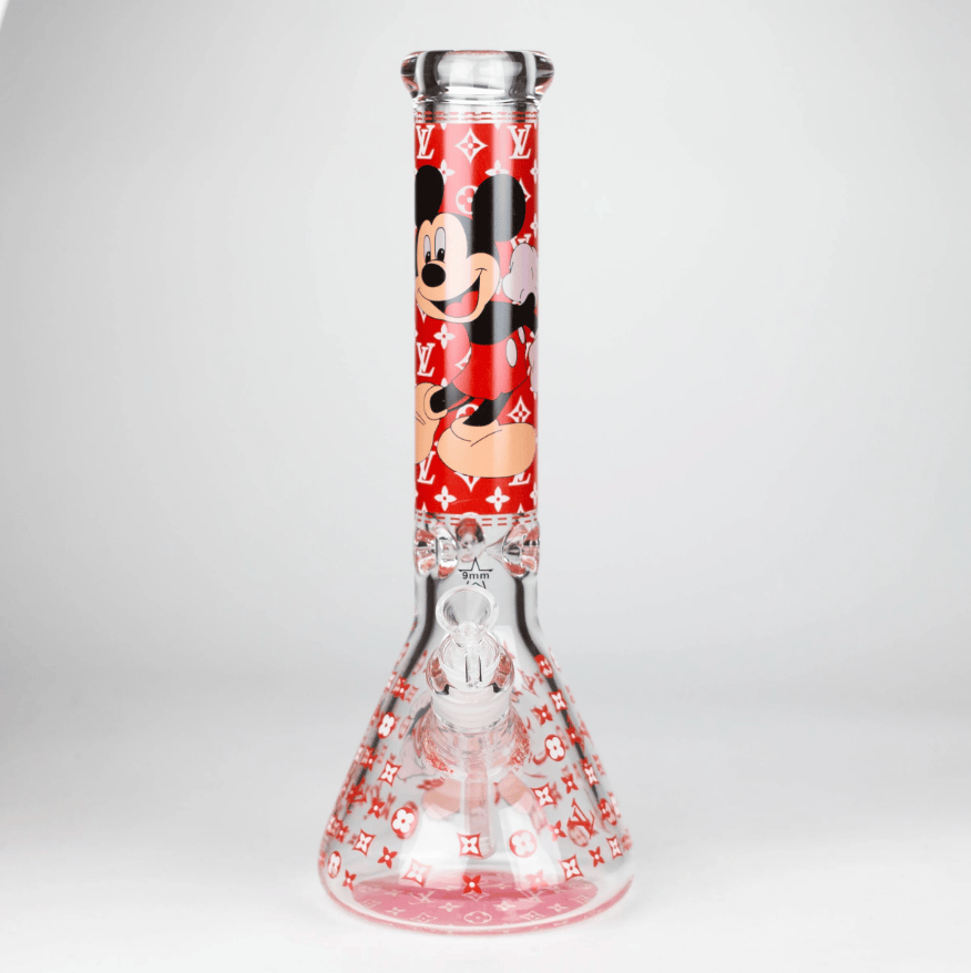 NIBO Distribution Glass Bong 14" Cartoon Glow 9 mm glass bong [PIP835] 14" Cartoon Glow 9 mm glass bong [PIP835]