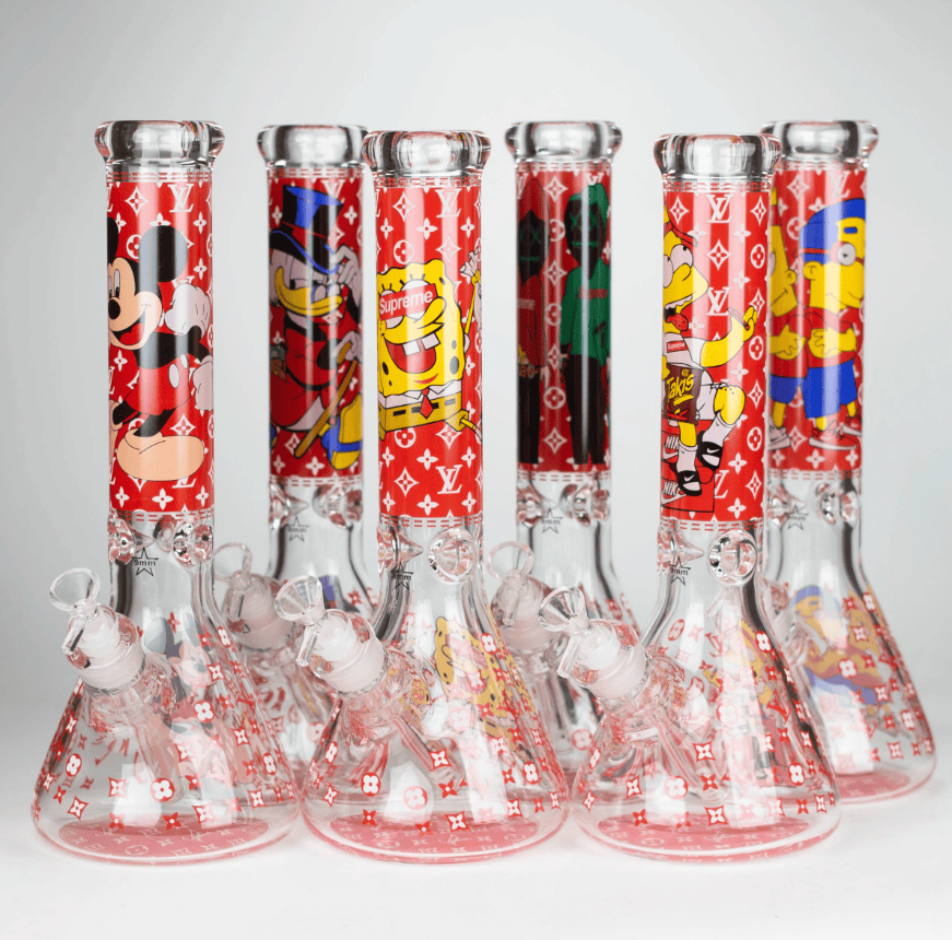NIBO Distribution Glass Bong 14" Cartoon Glow 9 mm glass bong [PIP835] 14" Cartoon Glow 9 mm glass bong [PIP835]
