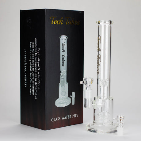 Maq Distributors Glass Bong Tech Tubes | 14" Circ Cannon Clear Glass Bong Tech Tubes | 14" Circ Cannon Clear Glass Bong