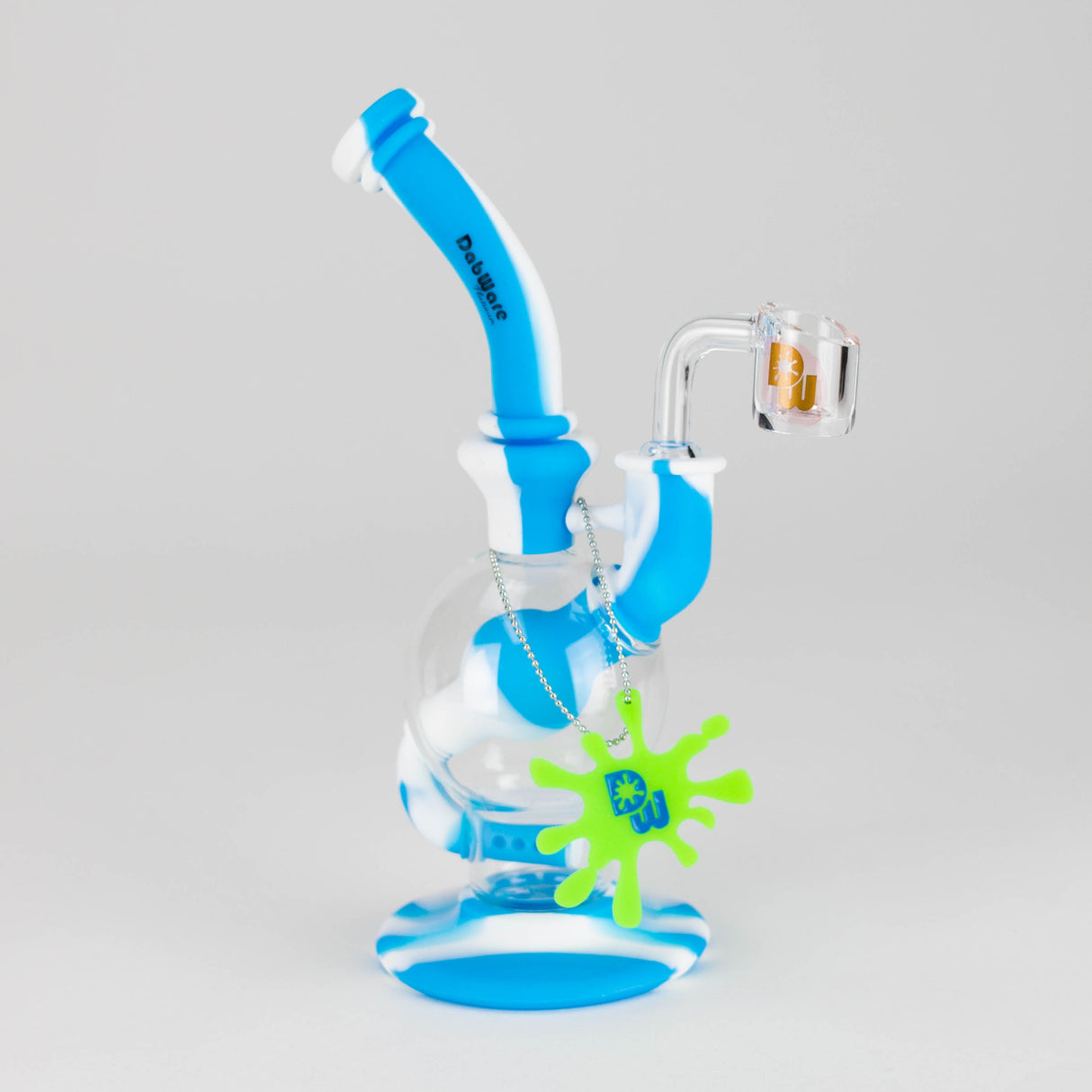 Dabware | 8" Silicone Rig Platinum Global Incycler Rig (Blue/White)